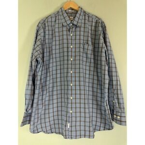 Peter Millar Southern Prep Button Down Shirt XXL Blue Brown Plaid Long Sleeve